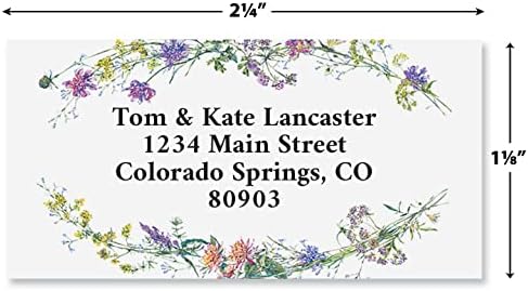 Colorful Images Dainty Sprigs Floral Return Address Mailing Labels, Personalize with Name & Address, Set of 144 Self Adhesive, Easy Peel Flat Label Sheets, Large, 1 Design