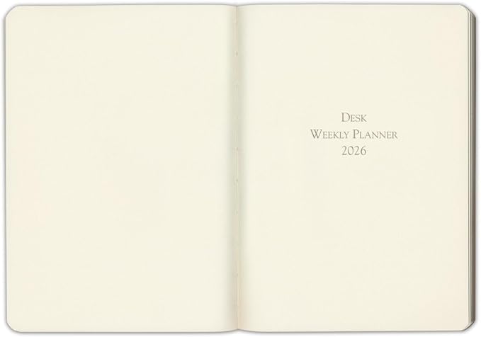 Gallery Leather Desk Weekly Monthly Planner 2025-2026, Elegantly Bound Calendar Planner and Notebook with Stylish Gold-Gilded Page Edges, 12 Months - Monhegan Saddle - 8 x 5.5 "