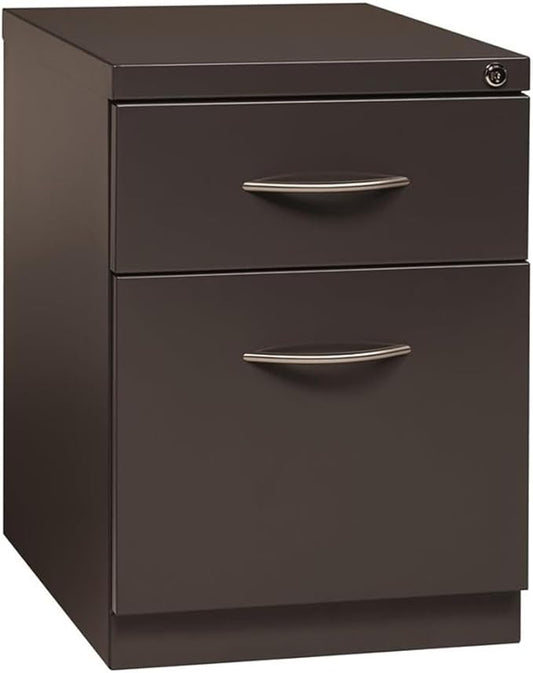 Pemberly Row 20" 2-Drawer Modern Metal Mobile Pedestal Filing Cabinet in Charcoal