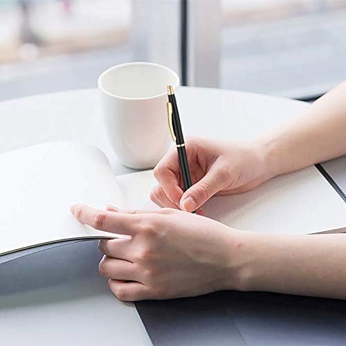Unibene Slim Metallic Retractable Ballpoint Pens - Black & Gold, Nice Gift for Business Office Students Teachers Wedding Christmas, Medium Point(1 mm) 6 Pack-Black ink