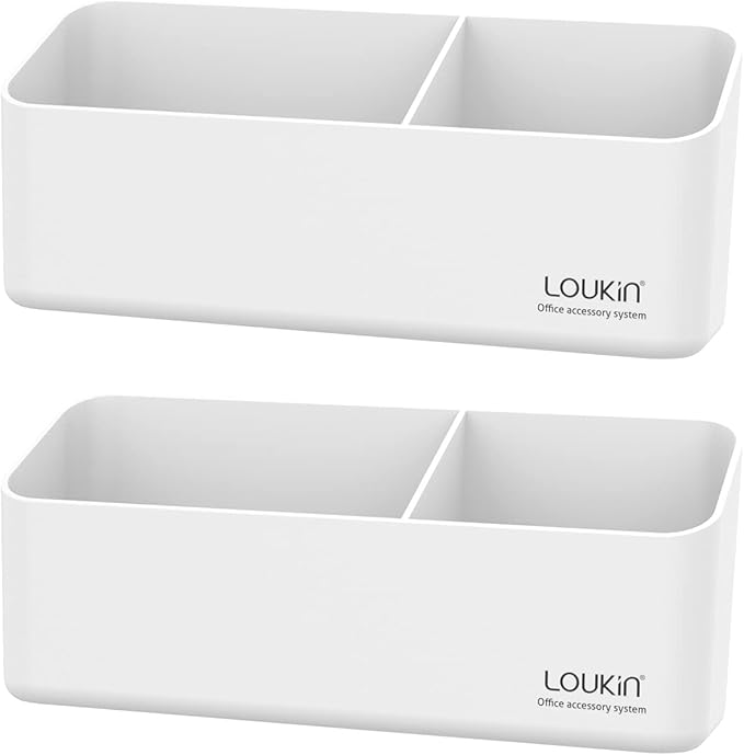 loukin Magnetic and Adhesive Marker Holder, Dry Erase Accessory Tray, Magnetic Storage Organizer for Whiteboard, Glass or Refrigerators 2 Pack(White)