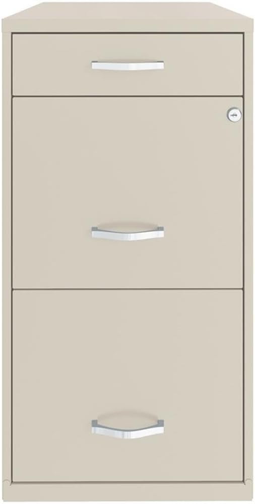 Scranton & Co 18" 3-Drawer Metal Filing Cabinet with Pencil Drawer in Off White