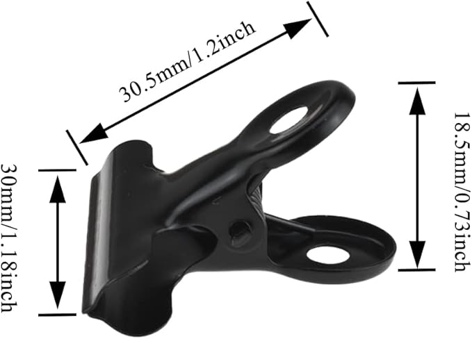 HAHIYO 1.25inch Black Bulldog Clips Metal File Hinge Binder Clips Clamps Save Space Strong Spring Jaws Rock Solid Grip Book Lay Flat Deburred Edge for Hang Photos Wall Grid Dog Food 20PCS