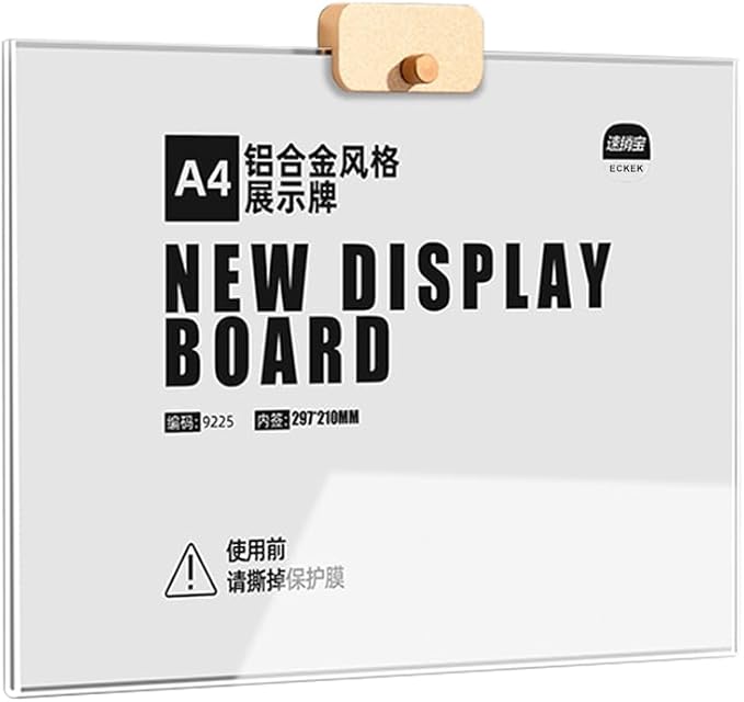 Wall Mount Acrylic Sign Holder with 3M Tape, Photo Menu Flyer Display Frames for Mall, Office, Home, Restaurant (Metal Horizontal A4 210×297mm/8.27×11.69inches)