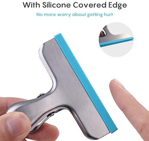 HOUSE AGAIN 12 Pack 3 Sizes Stainless Steel Chip Bag Clips Covered with Silicone - NO More Sharp Edges - Air Tight Seal Bag Clips, 5 Inches, 3 Inches and 2.5 Inches