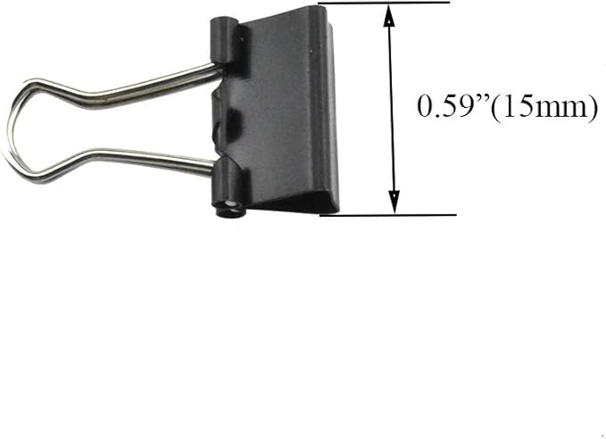 HAHIYO Binder Clips Paper Clamps Spring Steel Sturdy Mini 0.59 inches Width 0.2 Inch Capacity No Sharp Edges Heavy Duty Tight Grip Reusable Black Metal Bright Finish for Home Office School 100 Pack