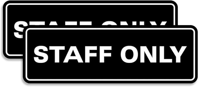 All Quality Standard Staff Only Wall or Door Sign | Easy Installation | Office Workplace Signs | Enhanced Security ‌ - Black - Large (2 Pack)