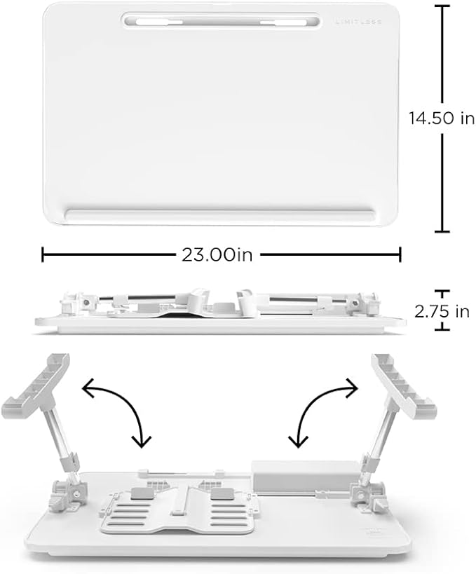 Limitless TotalDesk Portable Workstation and Lap Desk with Adjustable Height & Tilt (White)