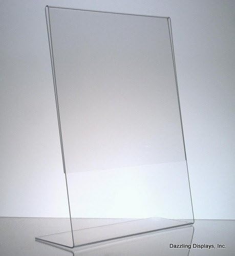Dazzling Displays Clear Acrylic Slanted Sign Holder 8.5 x 11 - Clear Slanted Picture Frame - Premium Acrylic Sign Holder for Office, Retail, Tradeshow and Home Use (10-Pack)