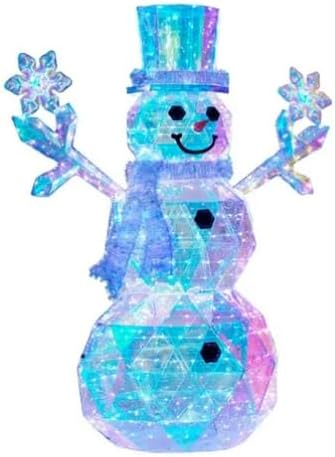 6 Pre-Lit Prismatic Snowman with Colorful Lights for Indoor Outdoor Christmas Holiday Home Decoration