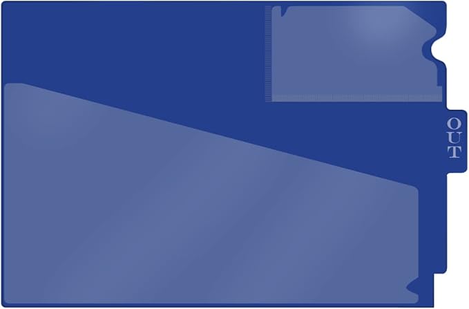 Doctor Stuff - Center Tab Vinyl Outguides, Diagonal Cut Front Pocket, Top Charge Out Slip Pocket, Plastic File Folder, Letter Size 9" x 13-1/4", Navy, 25/Box