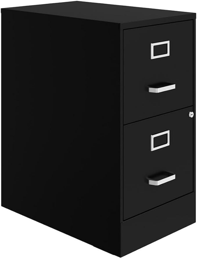 Pemberly Row 2 Drawers 26.7" Vertical Black Metal Filing Cabinet Lockable Pre-Assembled Stationary Letter Size for Home, Office