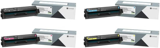 Lexmark 20N10C0, 20N10K0, 20N10M0, 20N10Y0 CMYK 4-Color Return Program Toner Cartridge Set for CS331, CX331