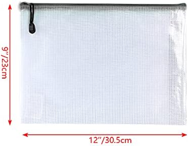 Oaimyy-18 Pcs, Large Mesh Zipper Pouch Document Folders Bag Plastic Zip File Folders for Office Supplies,Travel,Puzzles Games Organizing Storage,Classroom Board Game Organization (Black, 9"x 12")