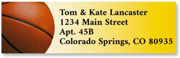 Basketball Small Return Address Labels - Set of 240 2" x 5/8" Self-Adhesive, Flat-Sheet Labels