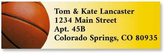 Basketball Small Return Address Labels - Set of 240 2" x 5/8" Self-Adhesive, Flat-Sheet Labels