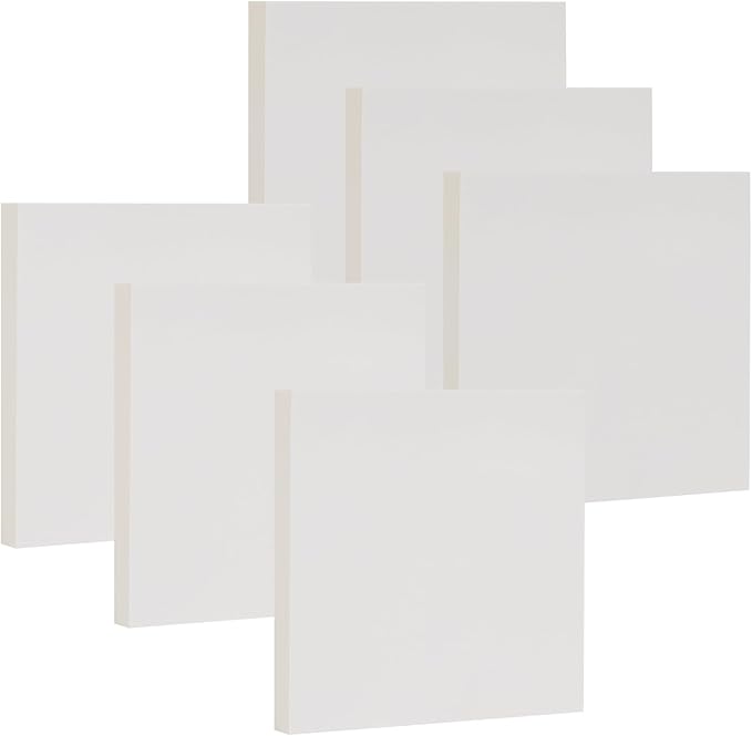 NatureTouch Sticky Notes 6 Packs, 3 x 3 Inches Adhesive Self-Stick Notes in Eye Protection Paper, Multiple Designs of Memo Pads for Reminders, Office, Home, School, Meeting, 80 Sheets/Pad，White，Blank