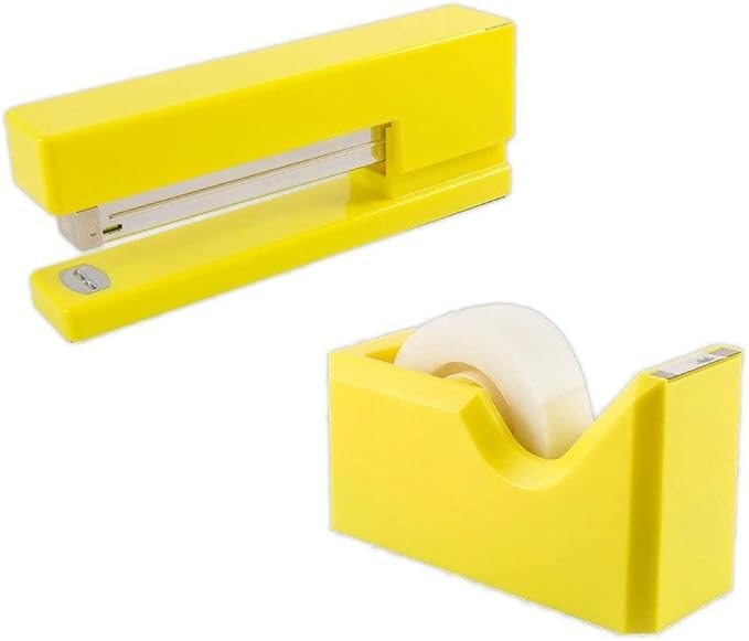 JAM PAPER Office & Desk Sets - 1 Stapler & 1 Tape Dispenser - Yellow - 2/Pack