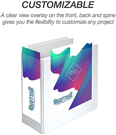 Samsill Durable 5 inch 3 Ring Binder, Made in USA, Locking D Ring FSC 100% Recycled Chipboard, White, 2 Pack