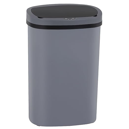 PayLessHere 13 Gallon Trash Can Kitchen Trash Can Automatic Garbage Can with Lid Touch Free High-Capacity Motion Sensor for Kitchen Bedroom Bathroom Office Wateproof Trash Bin (1, Gray)