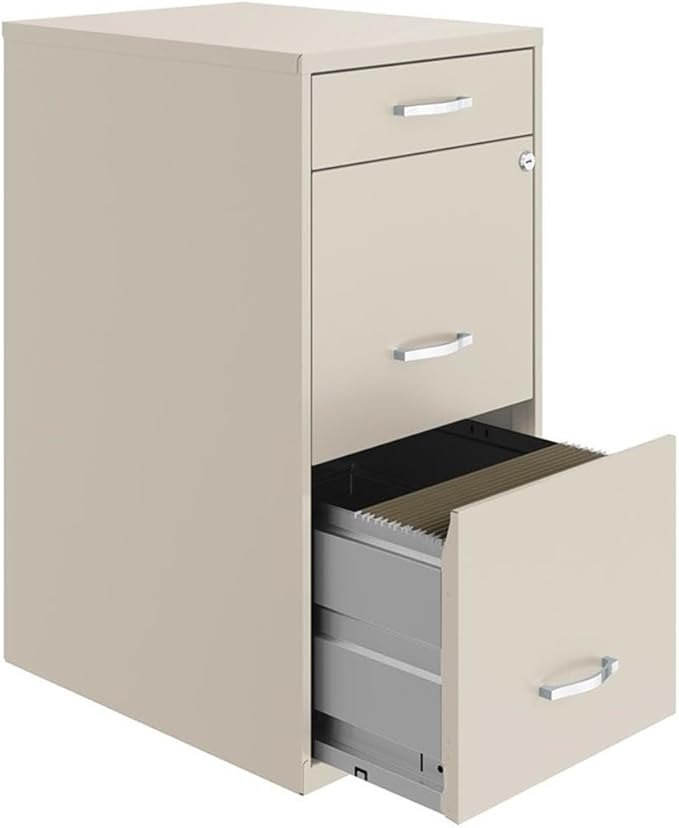 Scranton & Co 18" 3-Drawer Metal Filing Cabinet with Pencil Drawer in Off White