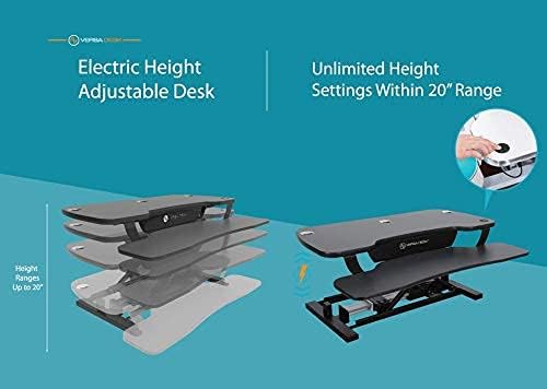 VERSADESK Electric Standing Desk Converter, 48 Inch PowerPro Height-Adjustable Sit Stand Desktop Riser, Keyboard Tray, USB Charging Port, 48" W X 24" D, Black