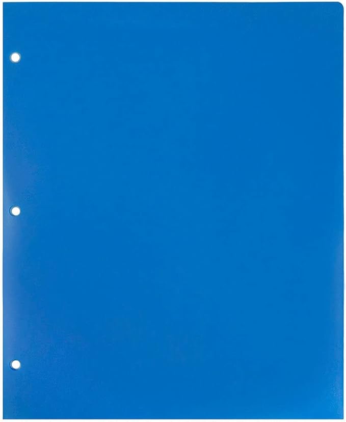 JAM PAPER Heavy Duty Plastic 3 Hole Punch Pocket Folders - Extra Tough School Folders - Assorted Primary Colors - 6/Pack