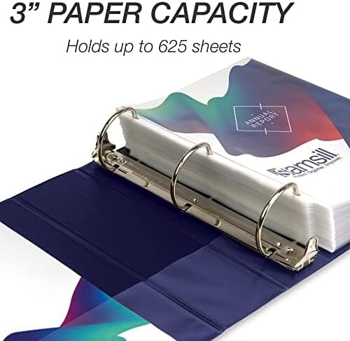 Samsill Durable 3 inch 3 Ring Binder, Made in USA, D Ring Binder, FSC 100% Recycled Chipboard, Blue, 4 Pack