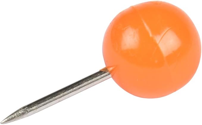 JAM PAPER Colorful Push Pins - Round Head Map Thumb Tacks - Orange Pushpins - 100/Pack