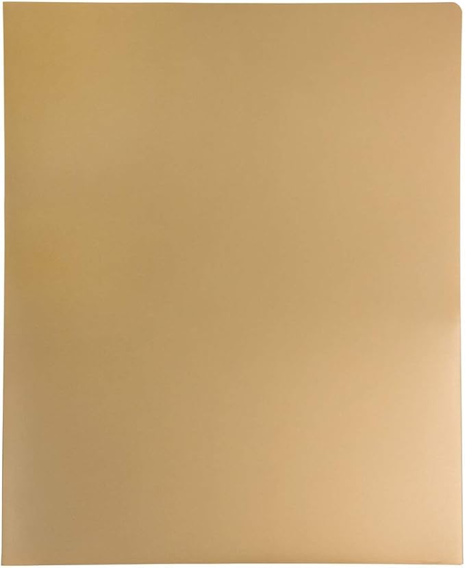 JAM PAPER Heavy Duty Plastic 2 Pocket Extra Tough School Folders - Gold - 6/Pack