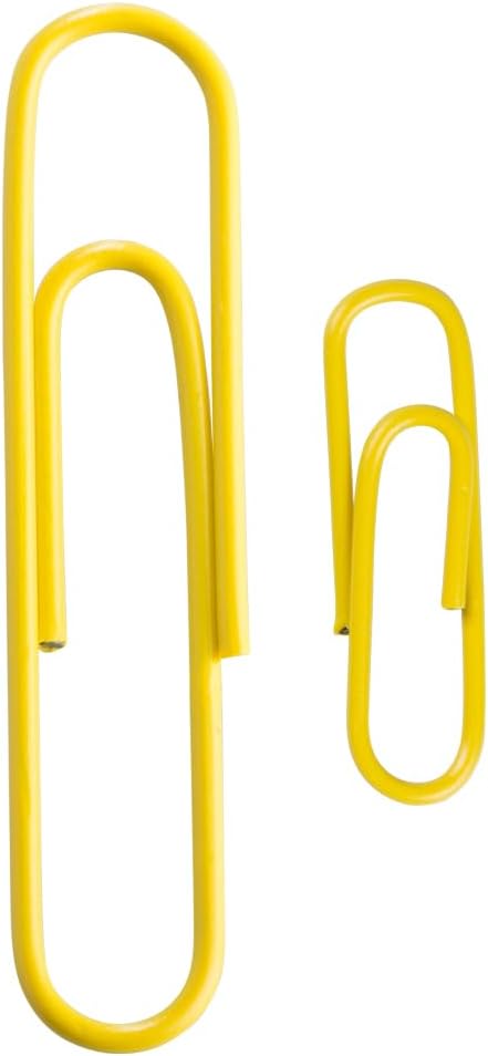 JAM PAPER Combo Pack Colorful Paper Clips - Standard & Jumbo - Yellow Paperclips - 1 Pack of 100 & 1 Pack of 75