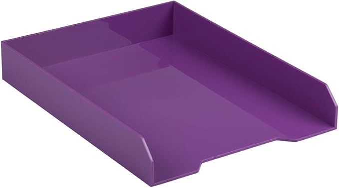 JAM PAPER Stackable Paper Trays - Purple - Desktop Document, Letter, & File Organizer Tray - 2/Pack