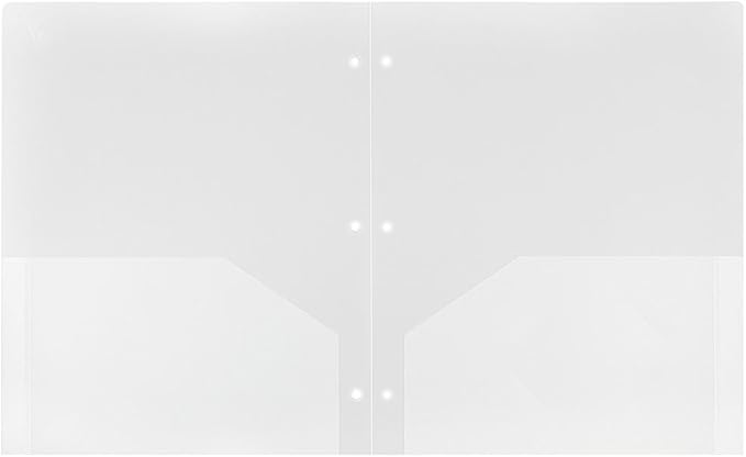 JAM PAPER Heavy Duty Plastic 3 Hole Punch Pocket Folders - Extra Tough School Folders - Clear - 6/Pack