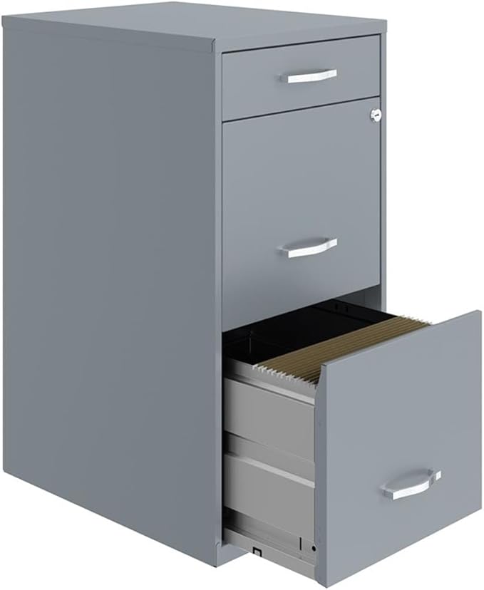 Scranton & Co Set of 2 18" D 3-Drawer Metal Filing Cabinet with Pencil Drawer