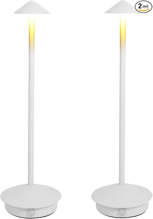 Cordless Table Lamp 2 Pack, Portable Led Desk Lamp 6000mAh Battery Operated Table Lamp, Mordern Rechargeable Night Light in Aluminum, Dimmable Table Light for Indoor Outdoor