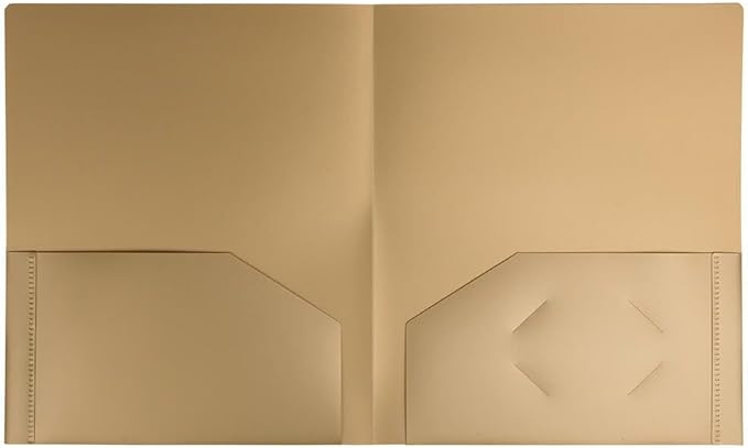 JAM PAPER Heavy Duty Plastic 2 Pocket Extra Tough School Folders - Gold - Bulk 48/Pack