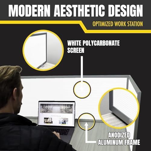 OBEX Polycarbonate Office Desk Mounted Privacy Screen Adjustable Table Top Panel Divider, Universal Aluminum Bracket-USA Made, 18" x 36", White