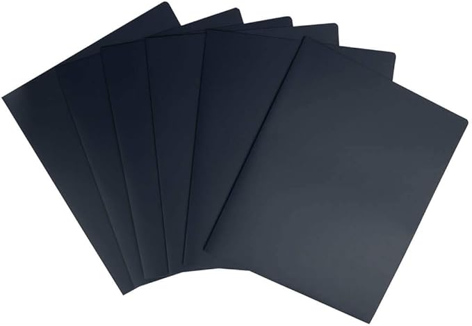 JAM PAPER Heavy Duty Plastic 2 Pocket Extra Tough School Folders - Navy Blue - 6/Pack