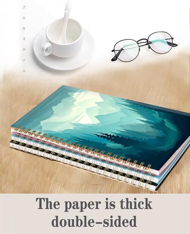 Spiral Journal Notebook,A5 Hardcover Lined Journals for Women Girl 6 x 8.3 in,120 Pages Thick Paper,Cute College Ruled Writing Notebook for Gifts Office Work School(Beautiful Landscape Mountain)