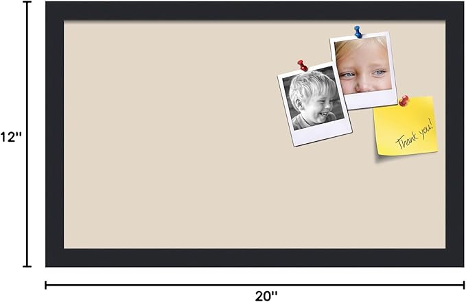 PinPix 20x12 Inch Cork Bulletin Board. This Decorative Framed Pin Board Comes with Desert Pastel Design and a Satin Black Frame. Ideal for Home Office Decor or Message Board (PinPix-1815)