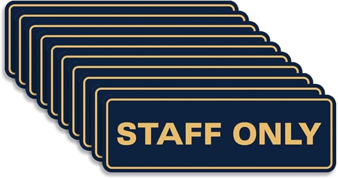 All Quality Standard Staff Only Wall or Door Sign | Easy Installation | Office Workplace Signs | Enhanced Security ‌ - Blue/Gold - Medium (10 Pack)