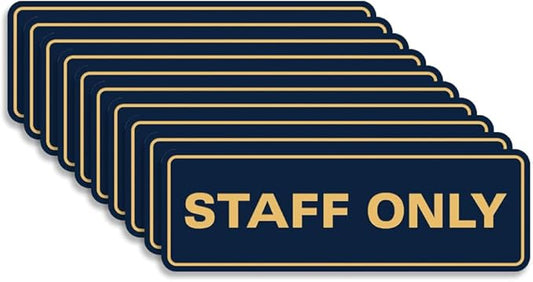 All Quality Standard Staff Only Wall or Door Sign | Easy Installation | Office Workplace Signs | Enhanced Security ‌ - Blue/Gold - Medium (10 Pack)
