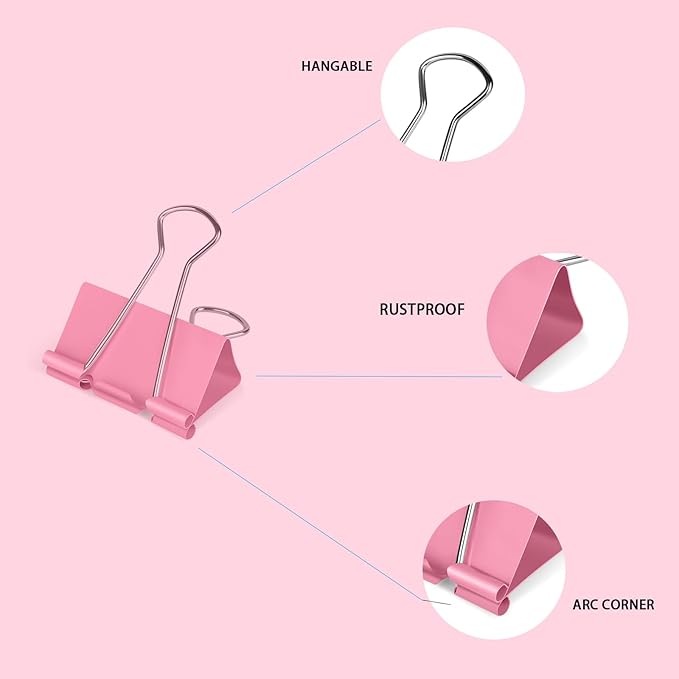 Binder Clips Assorted Sizes, 120 Pcs Colored Paper Clips, Extra Large, Large, Medium, Small, Mini, Micro