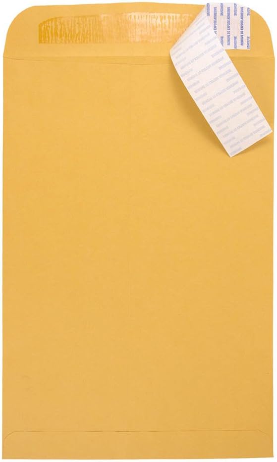 JAM PAPER 10 x 15 Open End Catalog Envelopes with Peel and Seal Closure - Brown Kraft Manila - Bulk 500/Box