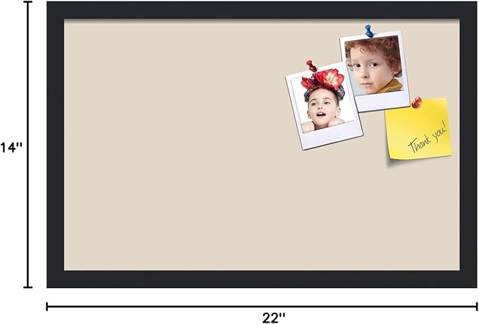 PinPix 22x14 Inch Cork Bulletin Board. This Decorative Framed Pin Board Comes with Desert Pastel Design and a Satin Black Frame. Ideal for Home Office Decor or Message Board (PinPix-1815)