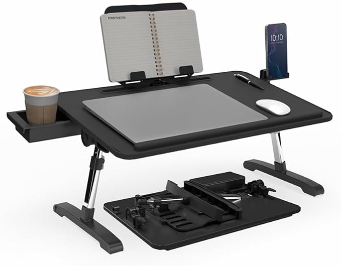 Limitless TotalDesk Portable Modern Workstation and Lap Desk with Adjustable Height & Tilt (Black)