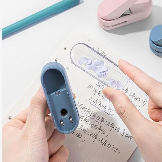 Magnoloran 2 Pack Single Hole Punch, 1/4 inch Mini Small Hole Puncher Heavy Duty Paper Hole Puncher Small Hole Punch One Hole Puncher for Crafts Paper Cards Tags Scrapbook-Blue&Pink