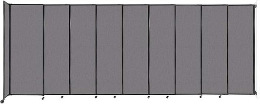 Wall-Mounted Sliding StraightWall Room Divider | Adjustable Widths | Locking Wheels | Room Separator | Up to 19'9" Wide x 7'6" Tall Slate Fabric Panels