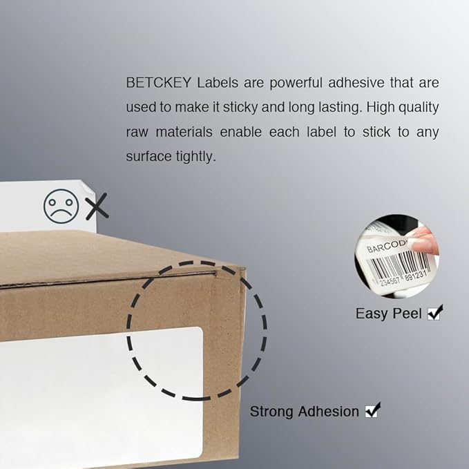BETCKEY - 4" x 1" (102 mm x 25 mm) Multipurpose Labels Compatible with Zebra & Rollo Label Printer,Premium Adhesive & Perforated [16 Rolls, 22000 Labels]