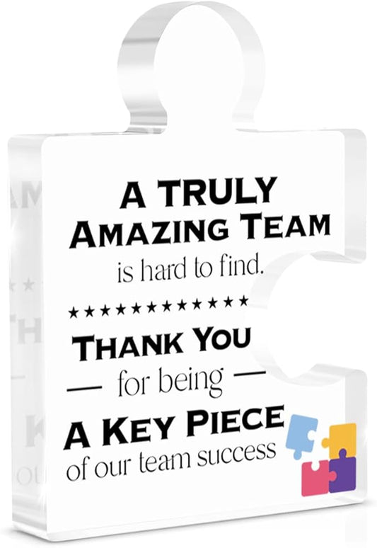 Team Thank You Appreciation Gifts for Coworkers Colleagues Employees, Teamwork Gift Best Teams Ever Gifts a Truly Amazing Team Is Hard to Find Acrylic Puzzle Piece Plaque Office Decor